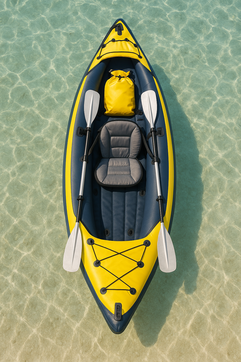 Aufblasbares Einzelkajak mit Montagefunktion, gelb/dunkelgrau, PVC, für See- und Flussabenteuer, 320 x 82 x 34 cm, fefRewM499qW