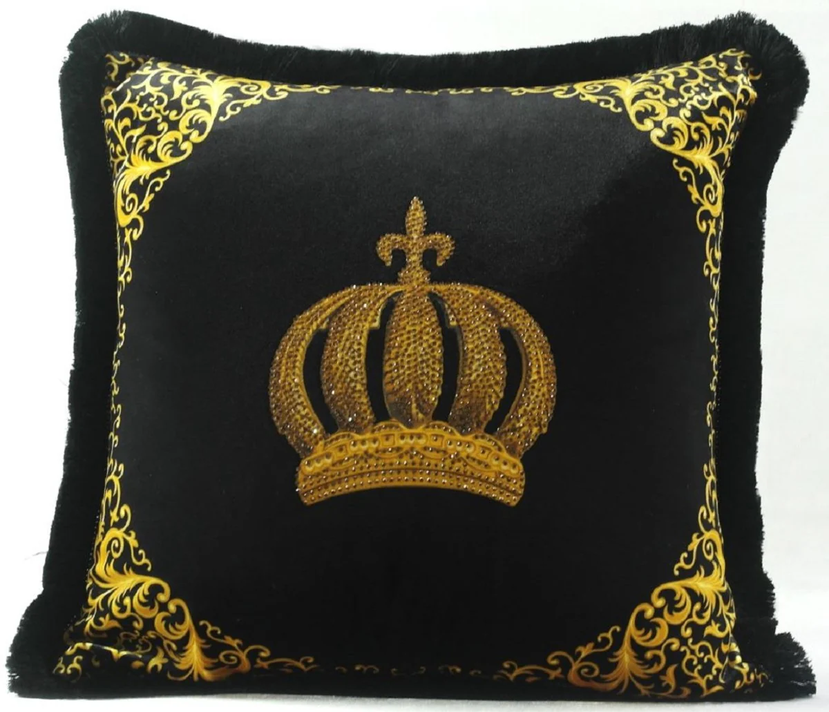 Harald Glööckler luxury decorative cushion Pompöös by Krone with rhinestones black / gold - finest velvet fabric - Glööckler cushion