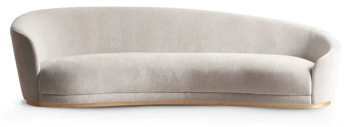 Luxus Sofa Hellgrau / Messing 308 x 110 x H. 90 cm - Gebogenes Wohnzimmer Sofa - Hotel Sofa - Wohnzimmer Möbel - Hotel Möbel - Luxus Möbel - Luxus Einrichtung - Wohnzimmer Einrichtung