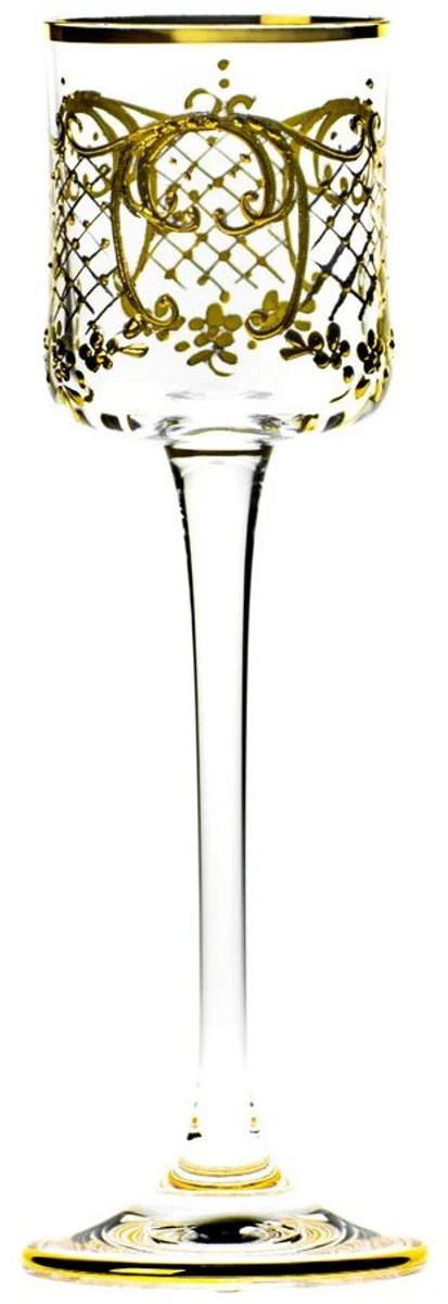 Luxury Baroque Liqueur Glass Set of 6 Gold Ø 6 x H. 17.5 cm - Handmade and hand-painted Liqueur Glasses - Hotel & Restaurant Accessories - Luxury Quality