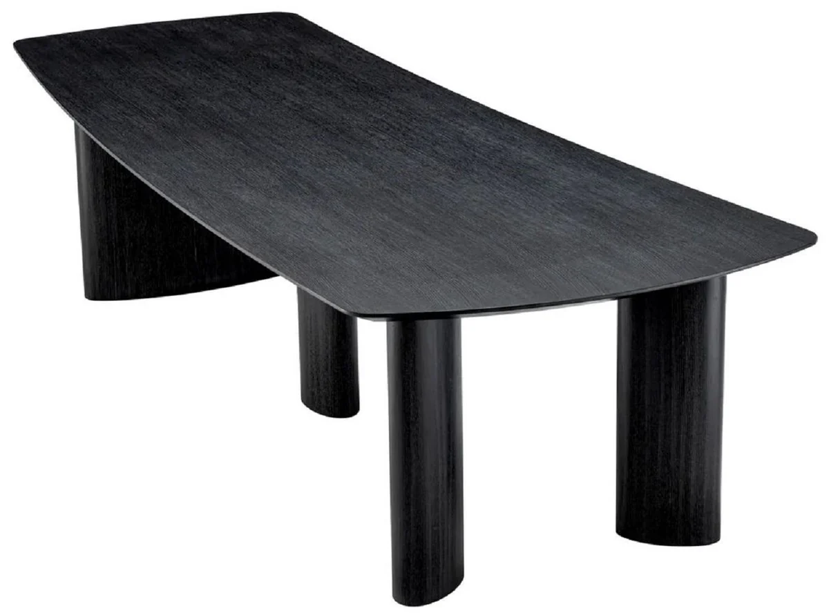Luxury dining table black gray 300 x 120 x H. 76.5 cm - solid wood kitchen table with slightly curved table top - dining room furniture - kitchen furniture - luxury furniture - luxury furnishings