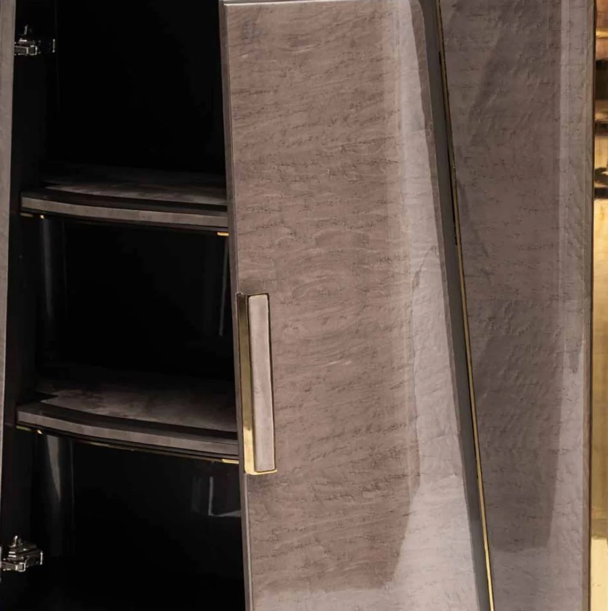 Luxury bar cabinet gray / gold 120 x 45.5 x H. 165.5 cm - solid wood wine cabinet with 2 doors - bar furniture - hotel furniture - luxury furniture