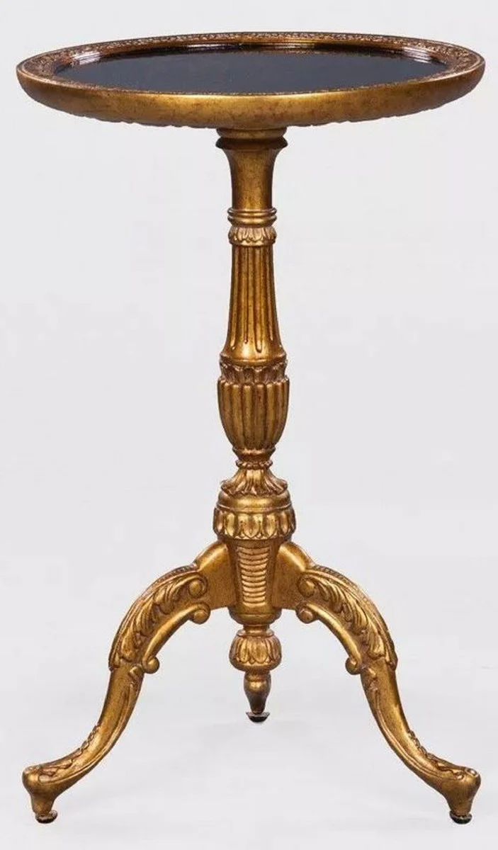 Luxury Baroque Chinese Style Side Table Antique Gold/Black - Baroque Furniture