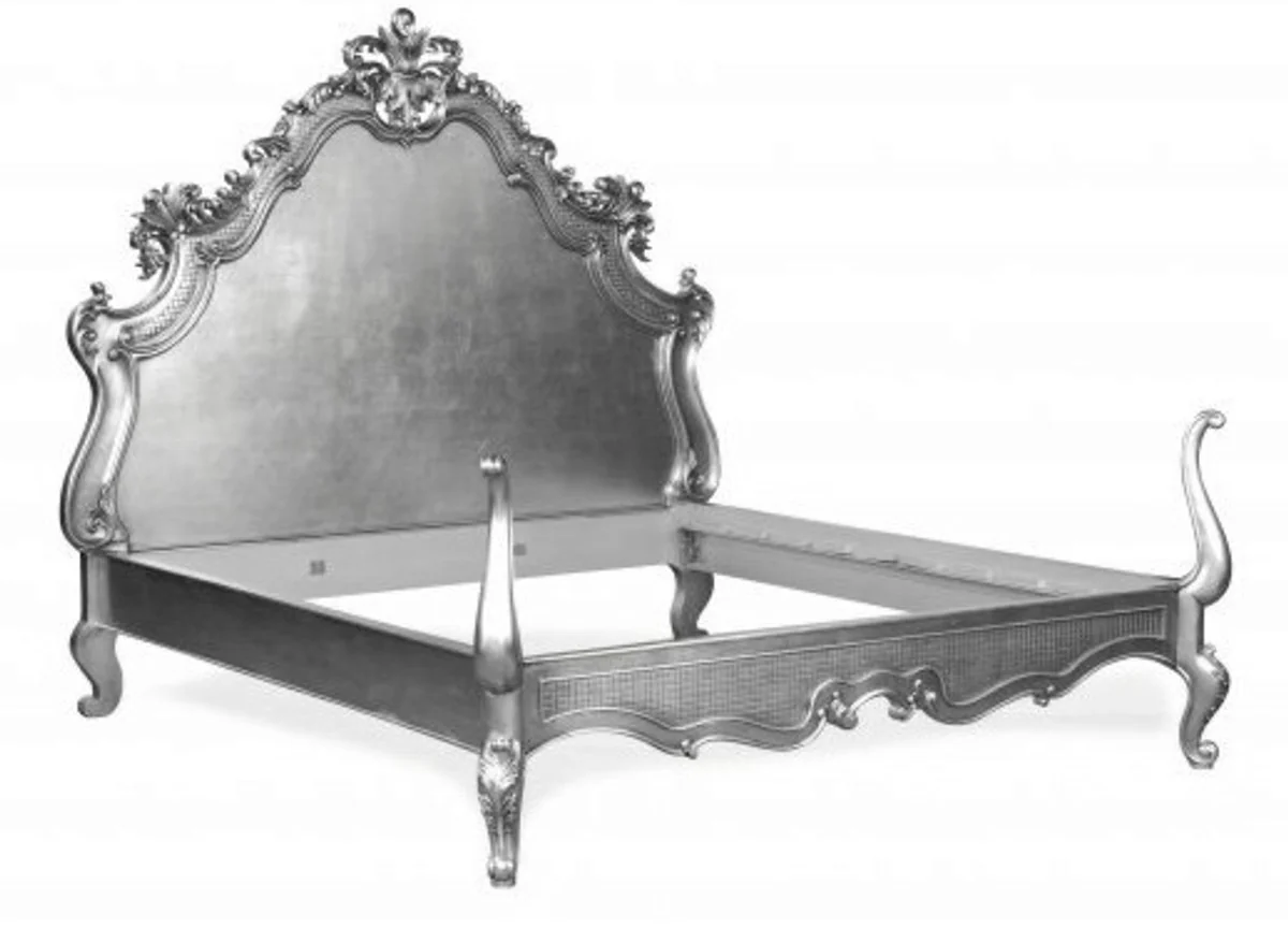 Baroque bed Lusso Superior Silver 180 x 200 cm from the luxury collection by Casa Padrino