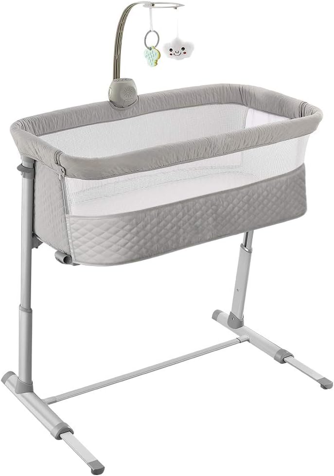 Baby-Nachtbett-Babywiege, bestes Bettbett für Neugeborene, tragbarer Schlafwagen für sichereres gemeinsames Schlafen, Bettbett plus Hängefigur, Musik und eingebaute Räder – Mädchen, Jungen, Unisex