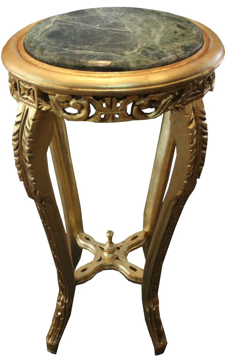 Baroque side table round gold with marble top 37 cm x H. 70 cm antique style