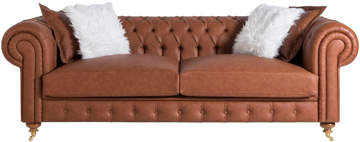 Luxury Chesterfield sofa brown 240 x 100 x H. 78 cm - Noble living room sofa - Chesterfield furniture