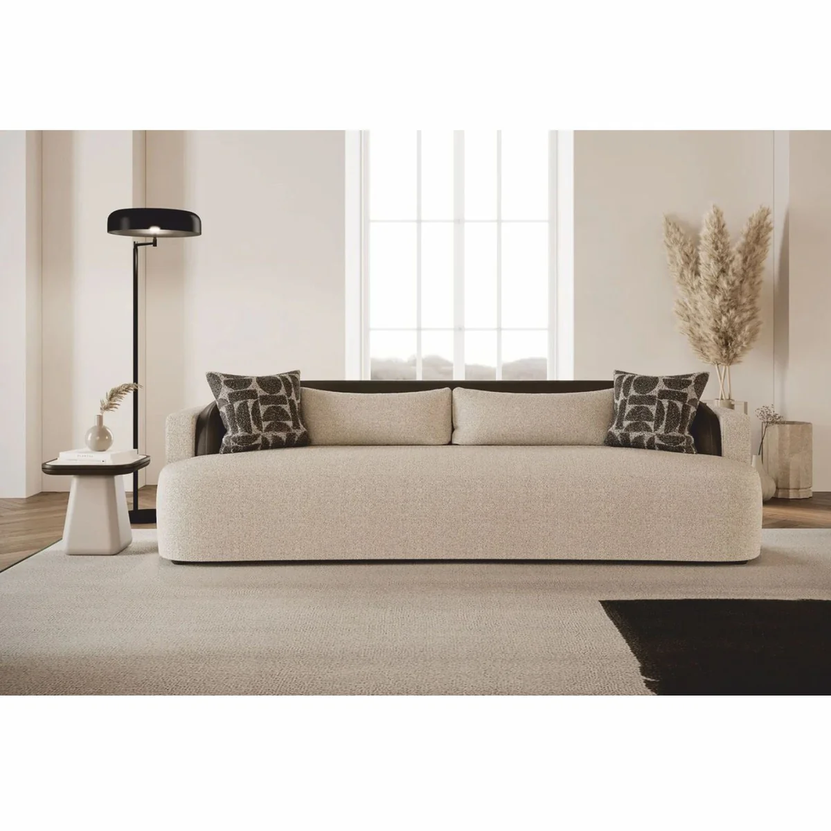 Luxury Sofa Gray / Black 250 cm - Hotel & Living Room Furniture