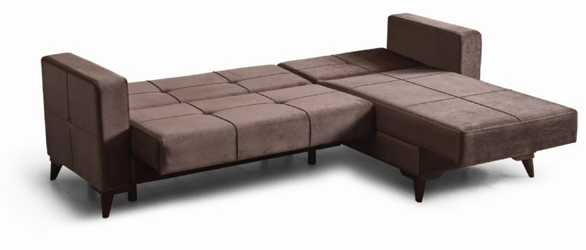 Luxury sofa bed dark brown 243 x 150 x H. 83 cm - Modern living room sofa with 2 cushions - Living room furniture