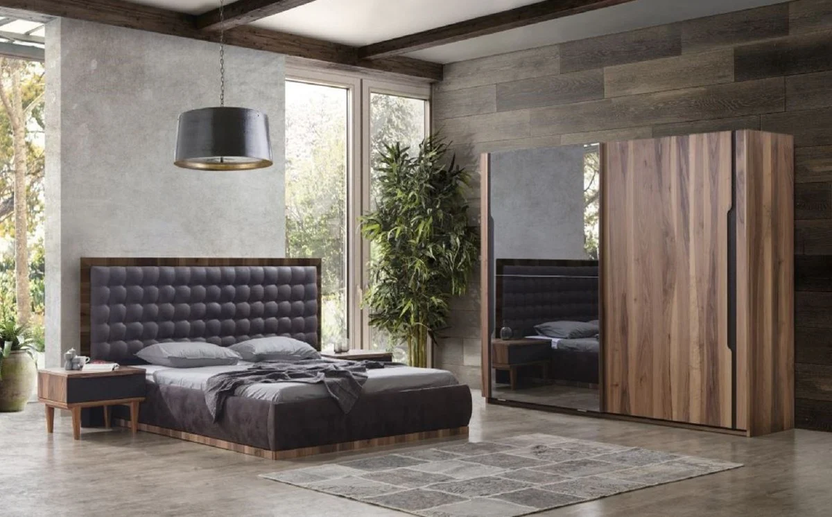 Luxury bedroom wardrobe brown 260 x 70 x H. 220 cm - Modern solid wood wardrobe with 2 sliding doors - Luxury bedroom furniture