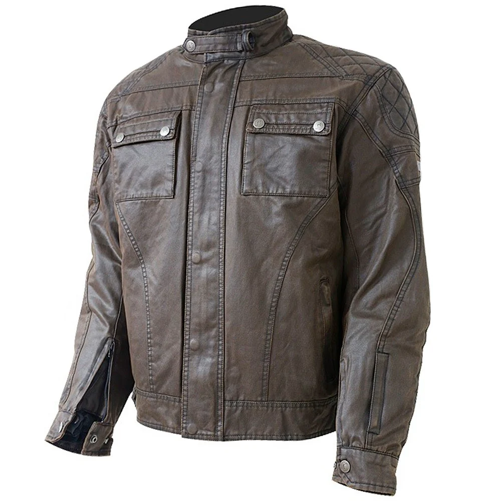 CHAQUETA CAFE RACER OUT WYATT (WAXED COTTON) MARRON
