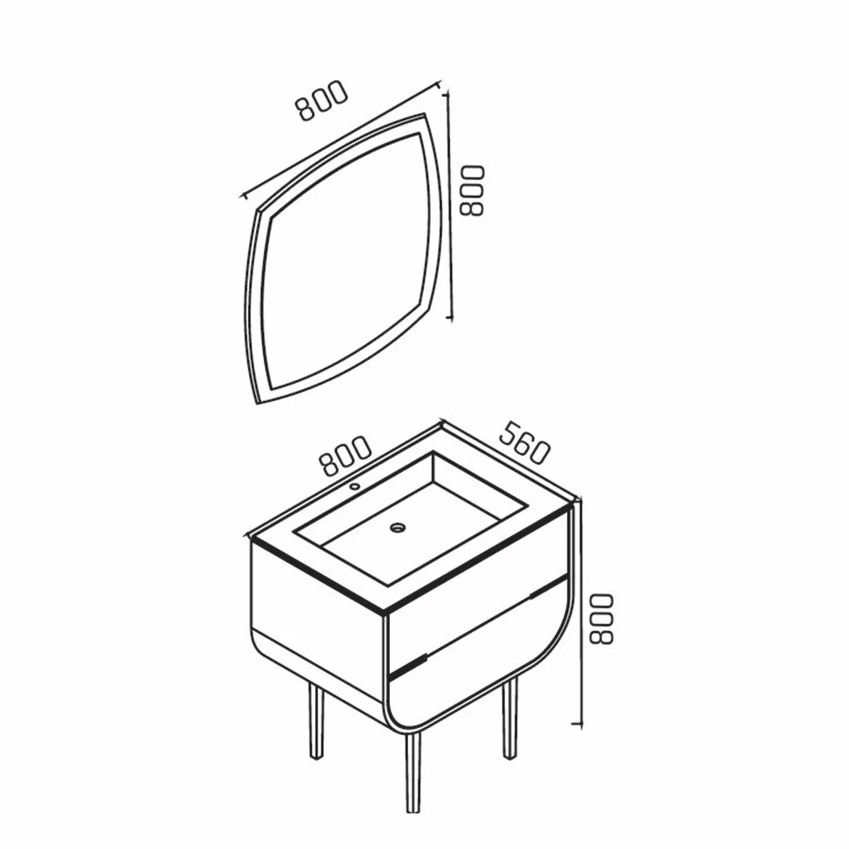 Luxury bathroom set black / light gray 80 cm - Hotel & Bathroom Inerior