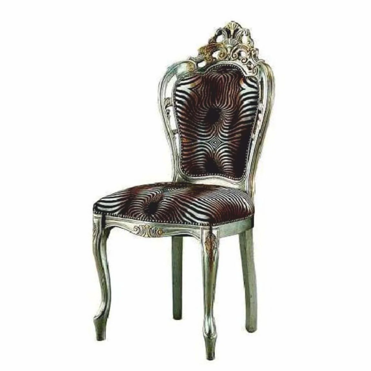 Luxury Baroque Dining Room Chair Brown / Black / Silver / Gold - Baroque Furniture