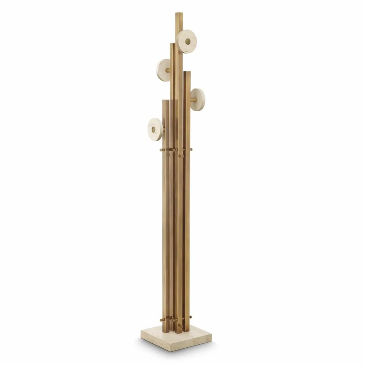 Luxury coat rack vintage brass / beige H. 175.5 cm - Luxury Furniture