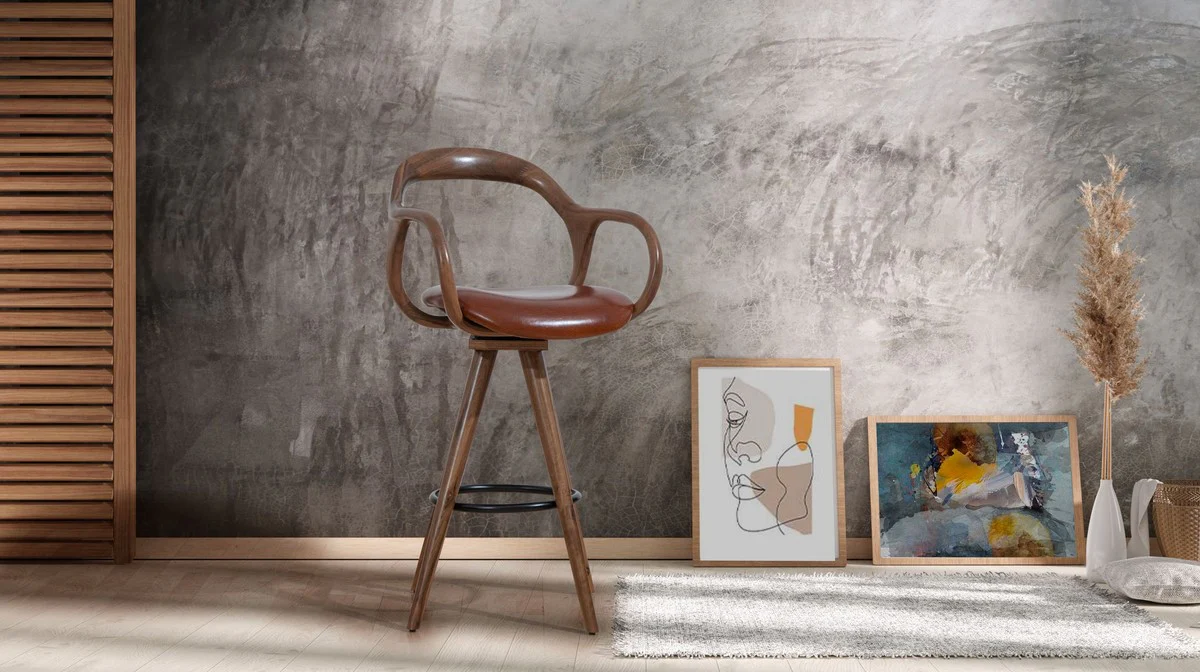 Luxury bar chair with armrests brown / black H. 108 cm