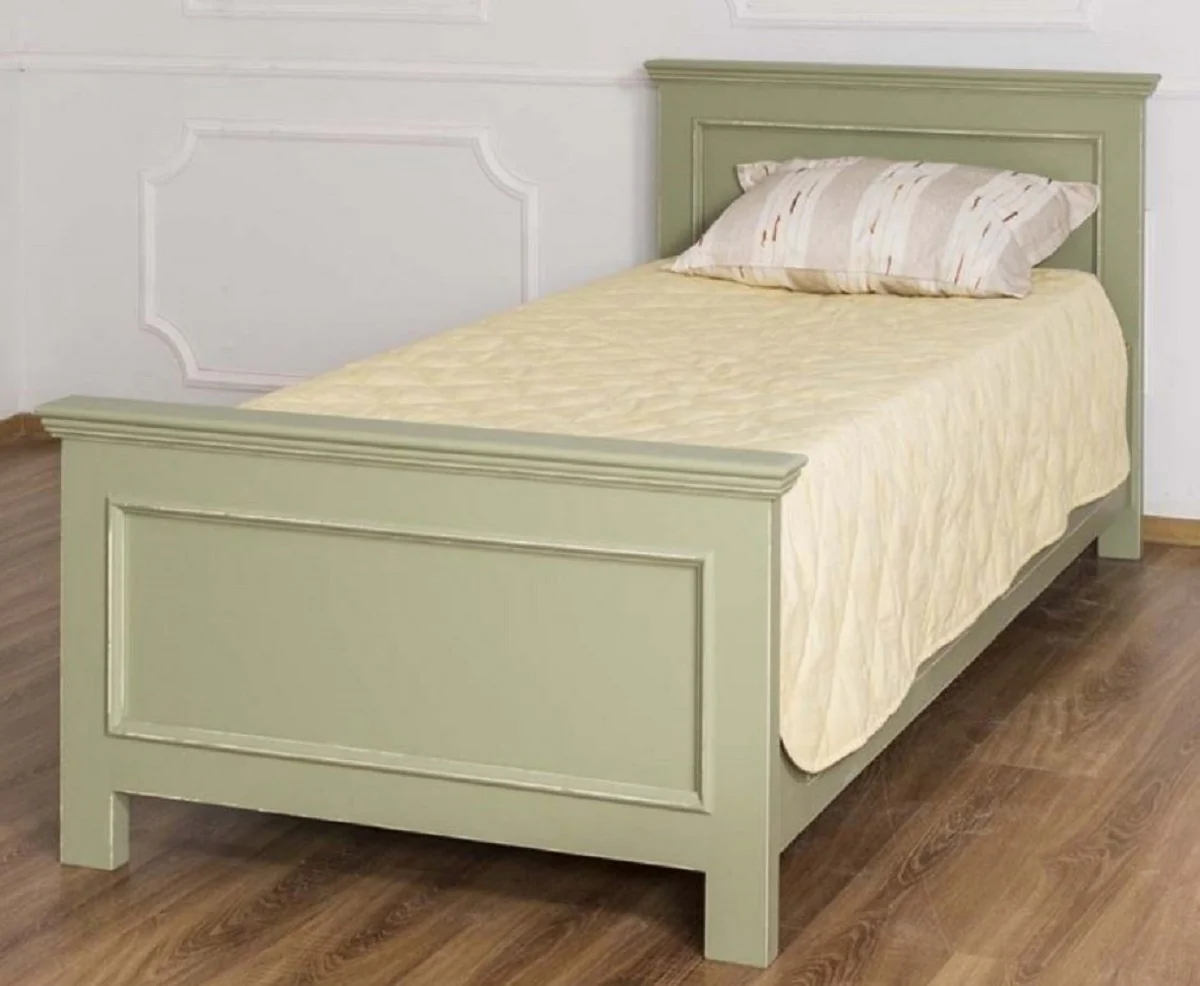 Country house style bed green 90 x 200 x H. 93 cm - solid wood single bed - bedroom furniture in country house style - solid wood bedroom furniture - country house style furniture