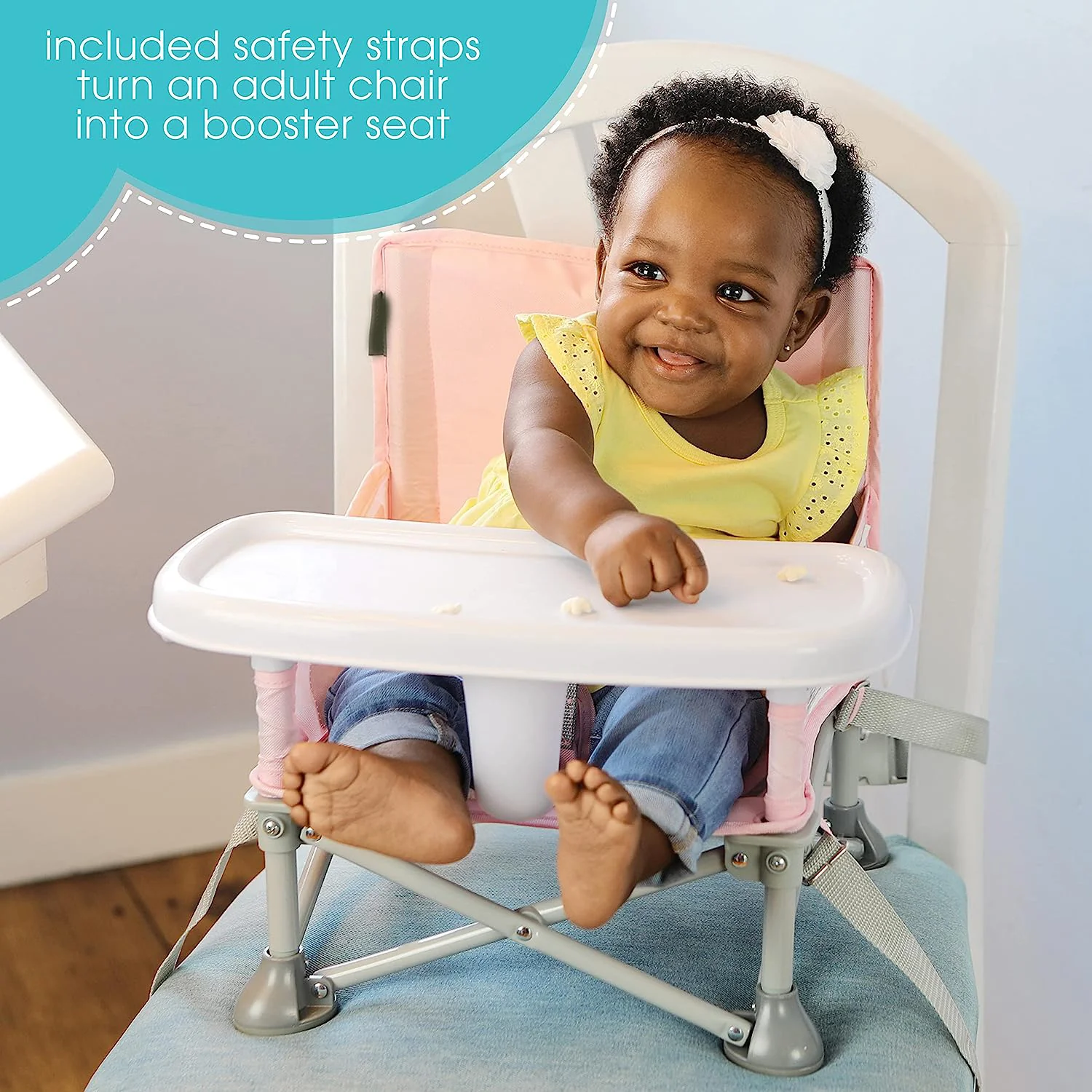 N Sit Tragbarer Sitzerhöhungsstuhl, Grau – Sitzerhöhung für den Innen-/Außenbereich – schnell, einfach und kompakt zusammenklappbar