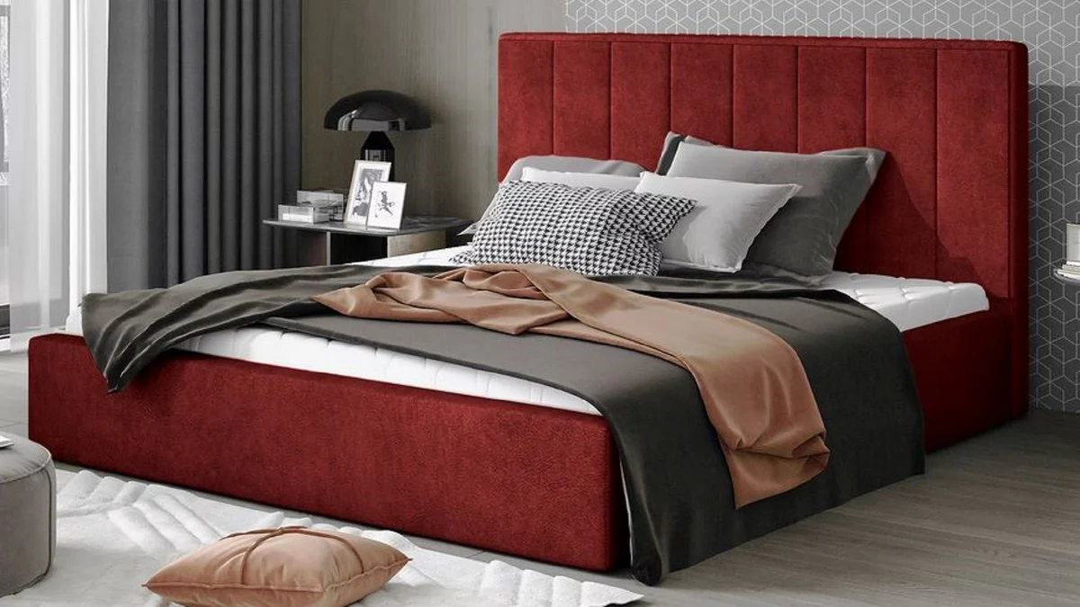 Luxury double bed with burgundy red mattress - various sizes