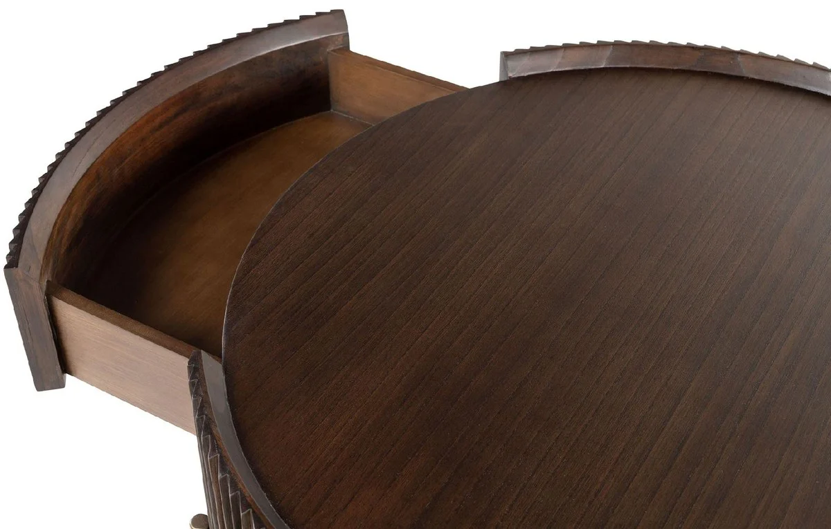 Luxury coffee table dark brown Ø 90 x H. 40 cm - Round living room table with drawer - Living room furniture - Solid wood furniture - Luxury furniture - Luxury furnishings