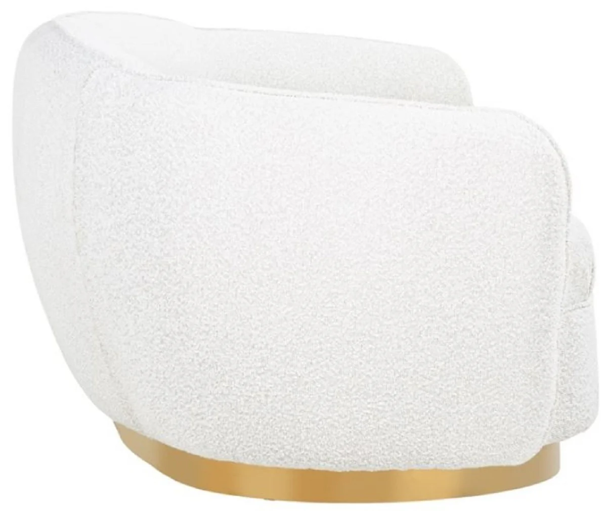 Luxury sofa white / gold 221 x 98 x H. 72 cm - Curved living room sofa - Living room furniture - Living room furnishings - Luxury furniture - Luxury furnishings - Furniture luxury