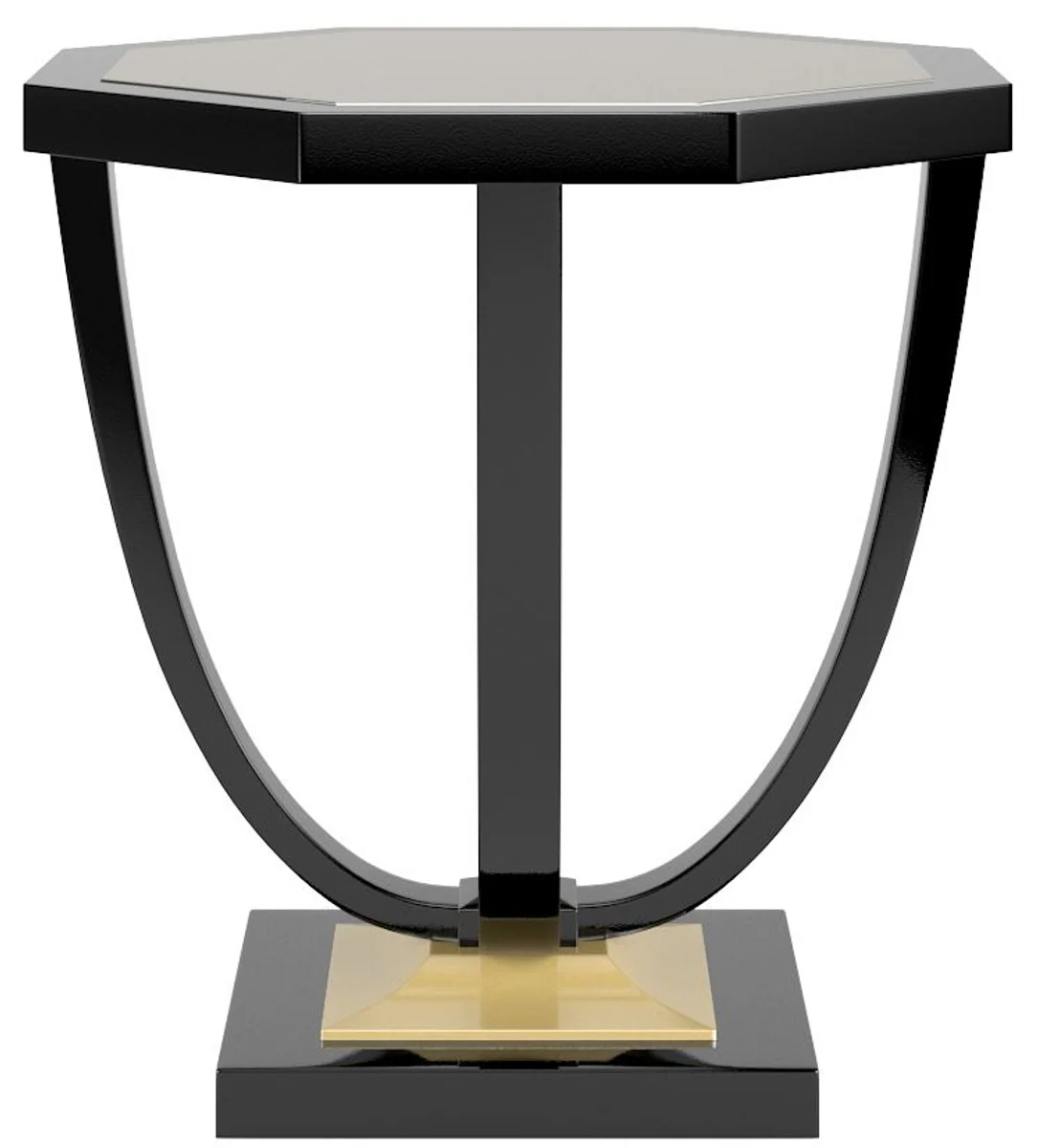Luxury baroque side table black / gold 60 x 60 x H. 65 cm - Elegant octagonal table in baroque style - Baroque furniture