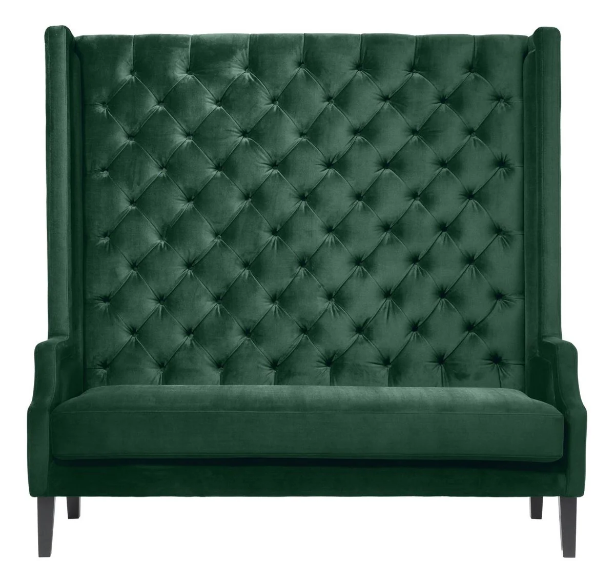 Luxury high-back sofa dark green / black 160 x 68 x H. 160 cm - Chesterfield velvet sofa - Chesterfield furniture