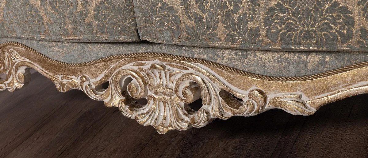 Luxury Baroque Sofa Green / Antique Gold - Baroque Style Living Room Sofa with Elegant Pattern - Luxury Living Room Furniture in Baroque Style - Baroque Furniture - Baroque Furnishings