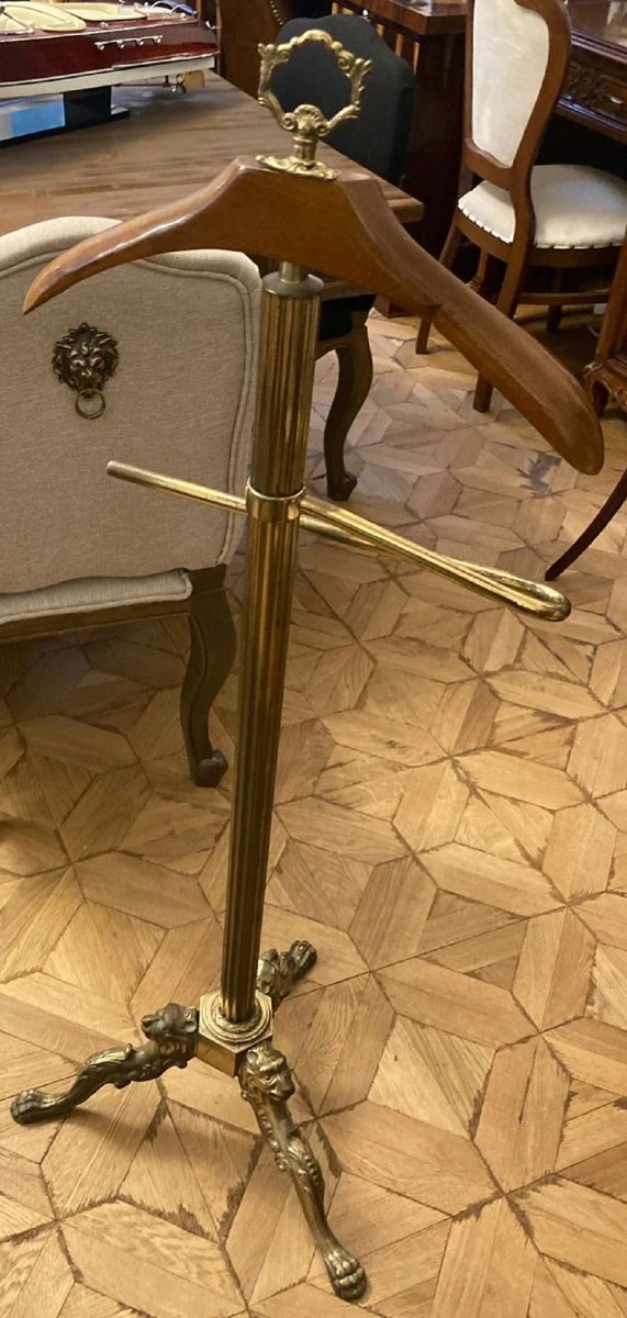 Luxury Baroque Dressboy Antique Gold / Brown 47 x 47 x H. 121 cm - Antique Style Clothes Rack - Coat Rack - Mute Servant - Bedroom Accessories - Baroque Furniture