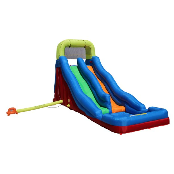 BANZAI Double Drop Raceway, großes aufblasbares Wasserpark-Spielzentrum – Dual-Racing-Wasserrutschen und Kletterwand – Sommerspaß im Freien für Kinder und Familien