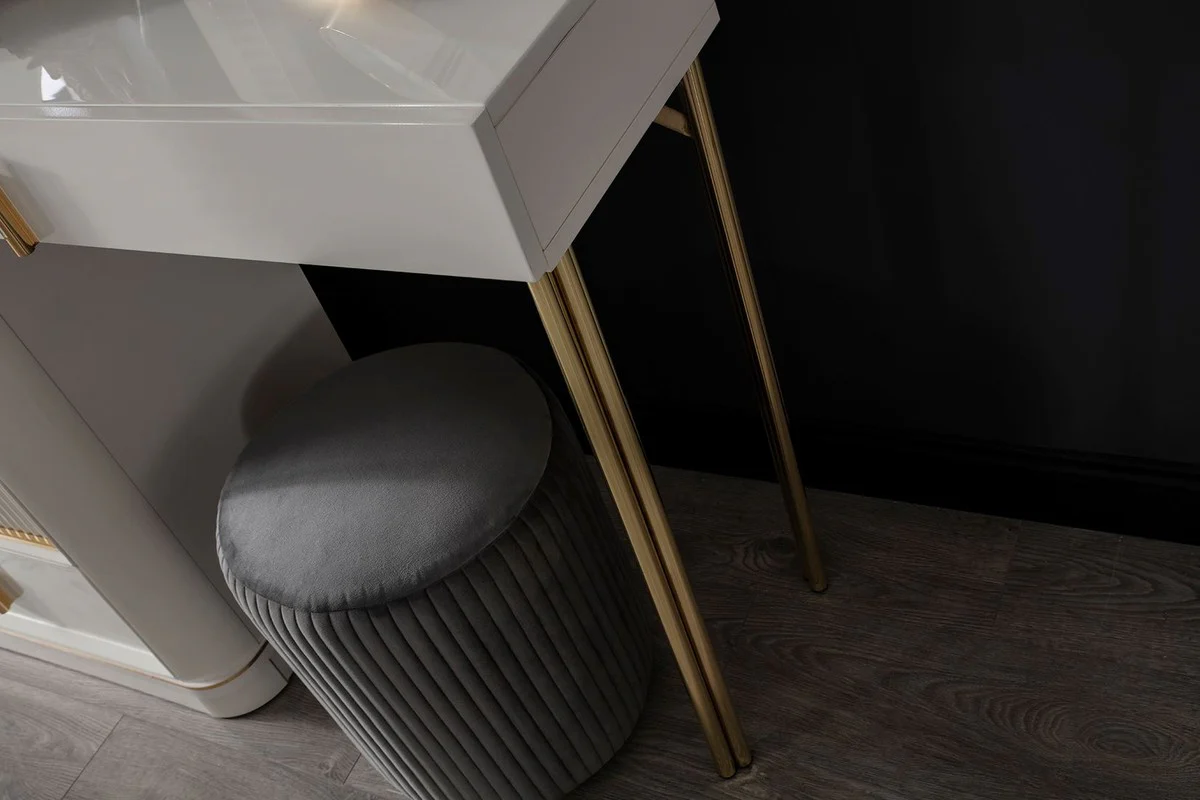 Luxury bedroom dressing table set white / gold / gray - 1 dressing table with mirror & 1 stool - luxury bedroom furniture