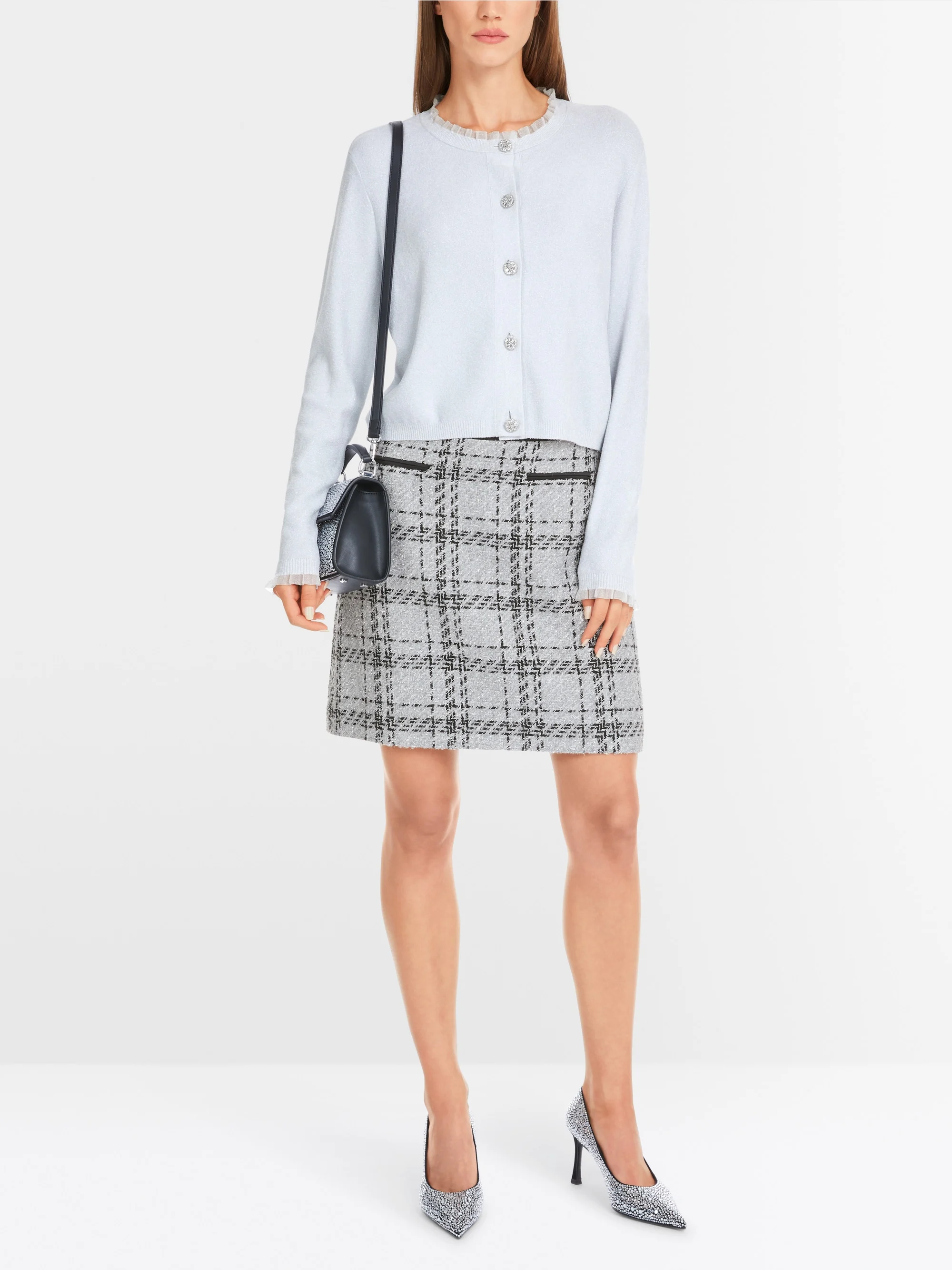 Marc-Cain Glitzer-Cardigan mit Rüschen