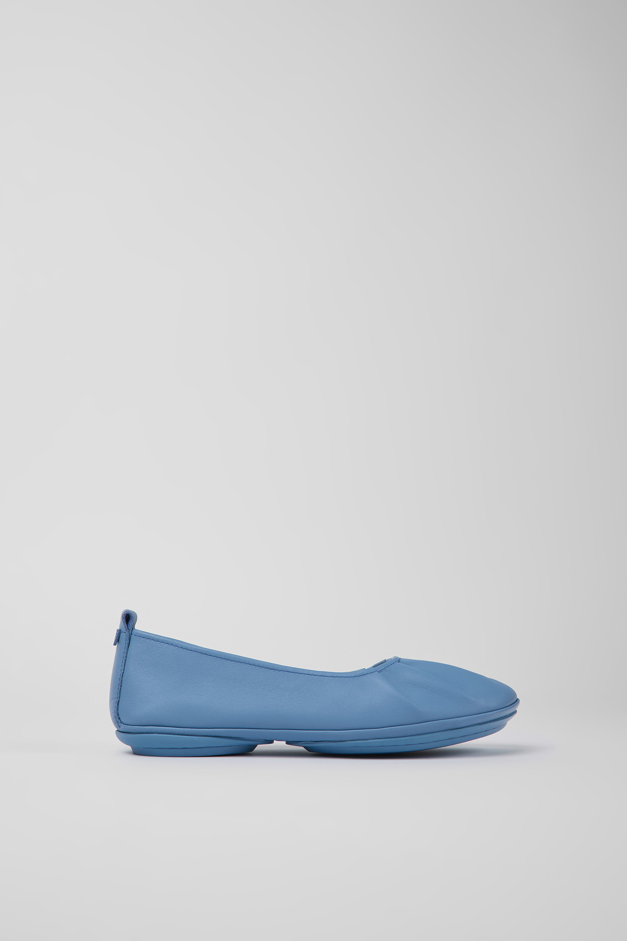 Rechts - Blaue Lederballerinas für Frauen