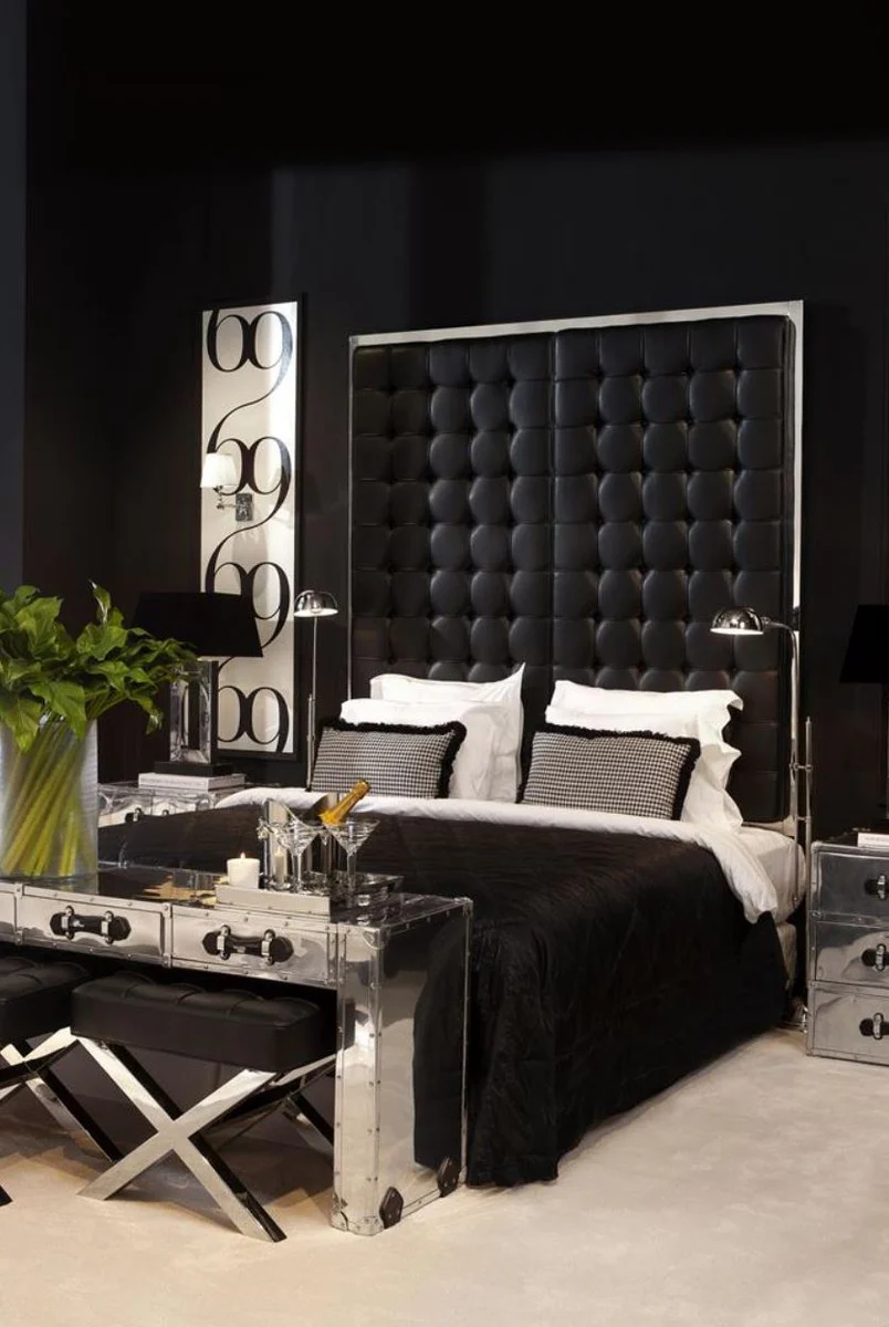 Luxury hotel bed headboard black 180 x H. 180 cm - designer bedroom furniture