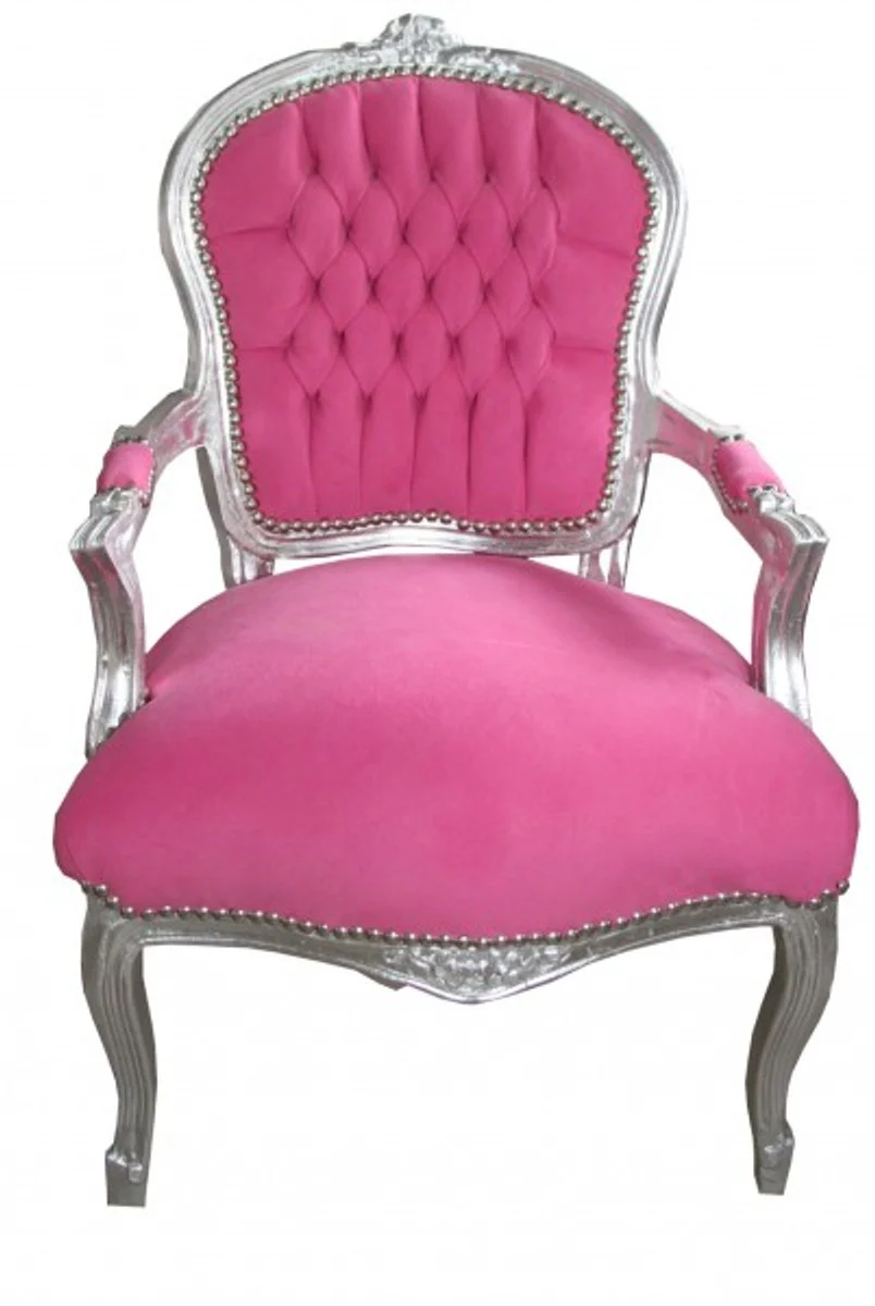Baroque Salon Chair Mod1 Pink / Silver - Antique Design