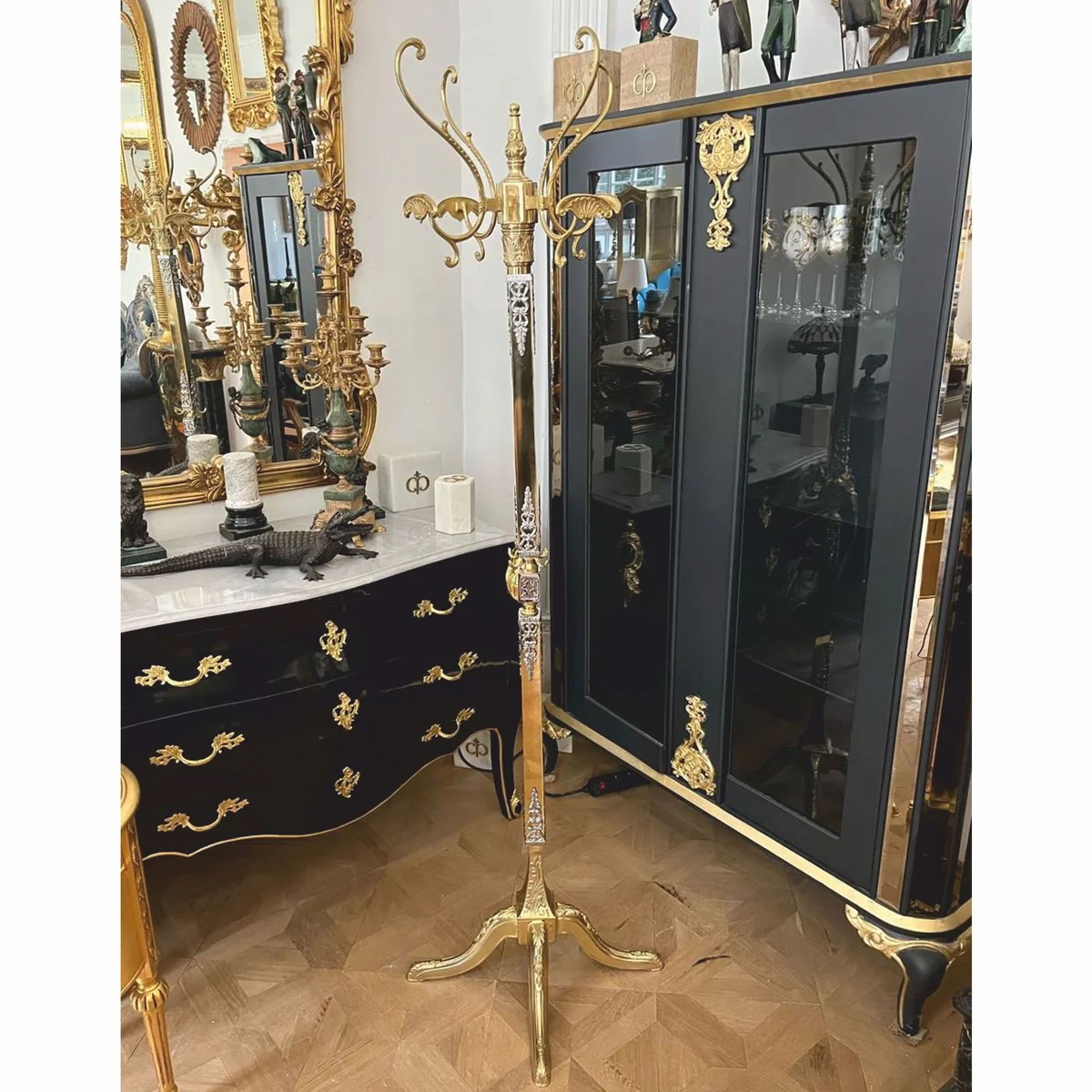 Luxury Baroque coat stand gold / silver H. 180 cm - Made in Italy