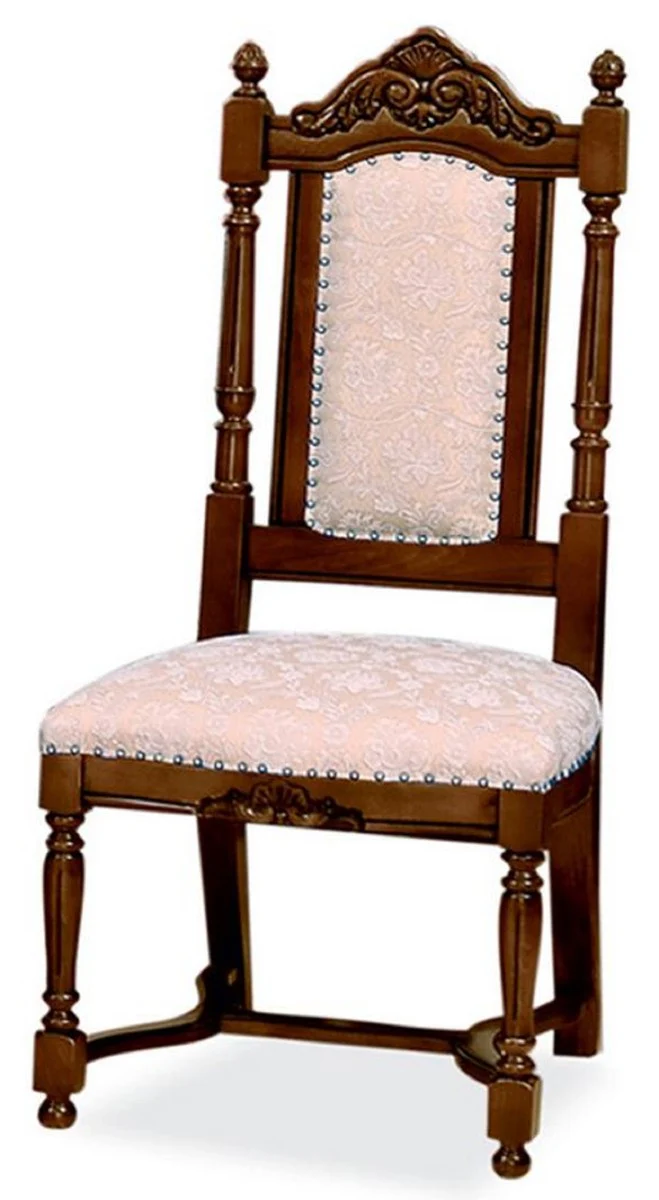 Luxury Baroque Dining Room Chair Pink / White / Dark Brown - Baroque Style Kitchen Chair - Magnificent Luxury Dining Room Furniture in Baroque Style - Baroque Furniture