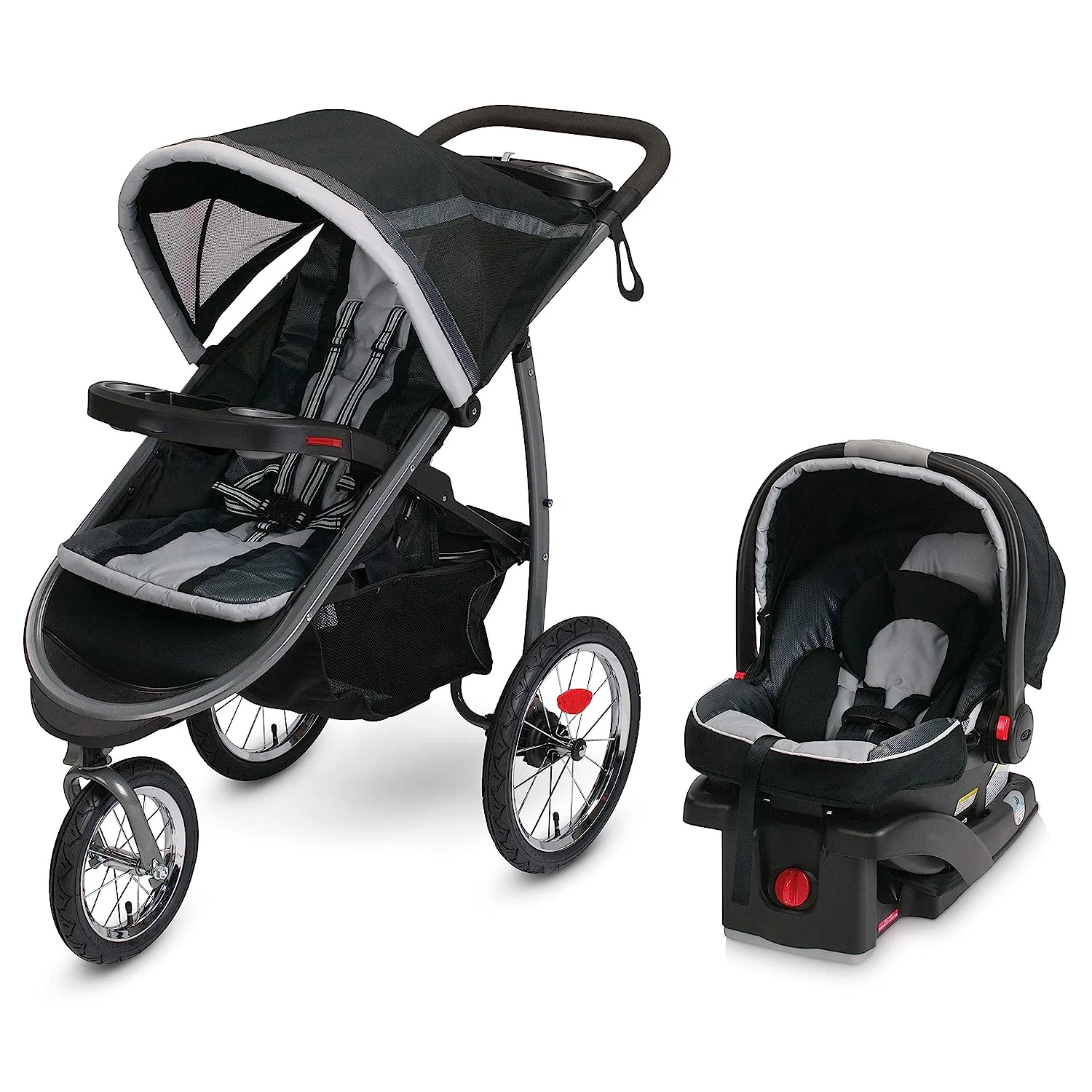 FastAction Fold Jogger Reisesystem | Beinhaltet den FastAction Fold Jogging-Kinderwagen und den SnugRide 35-Kindersitz, Gotham