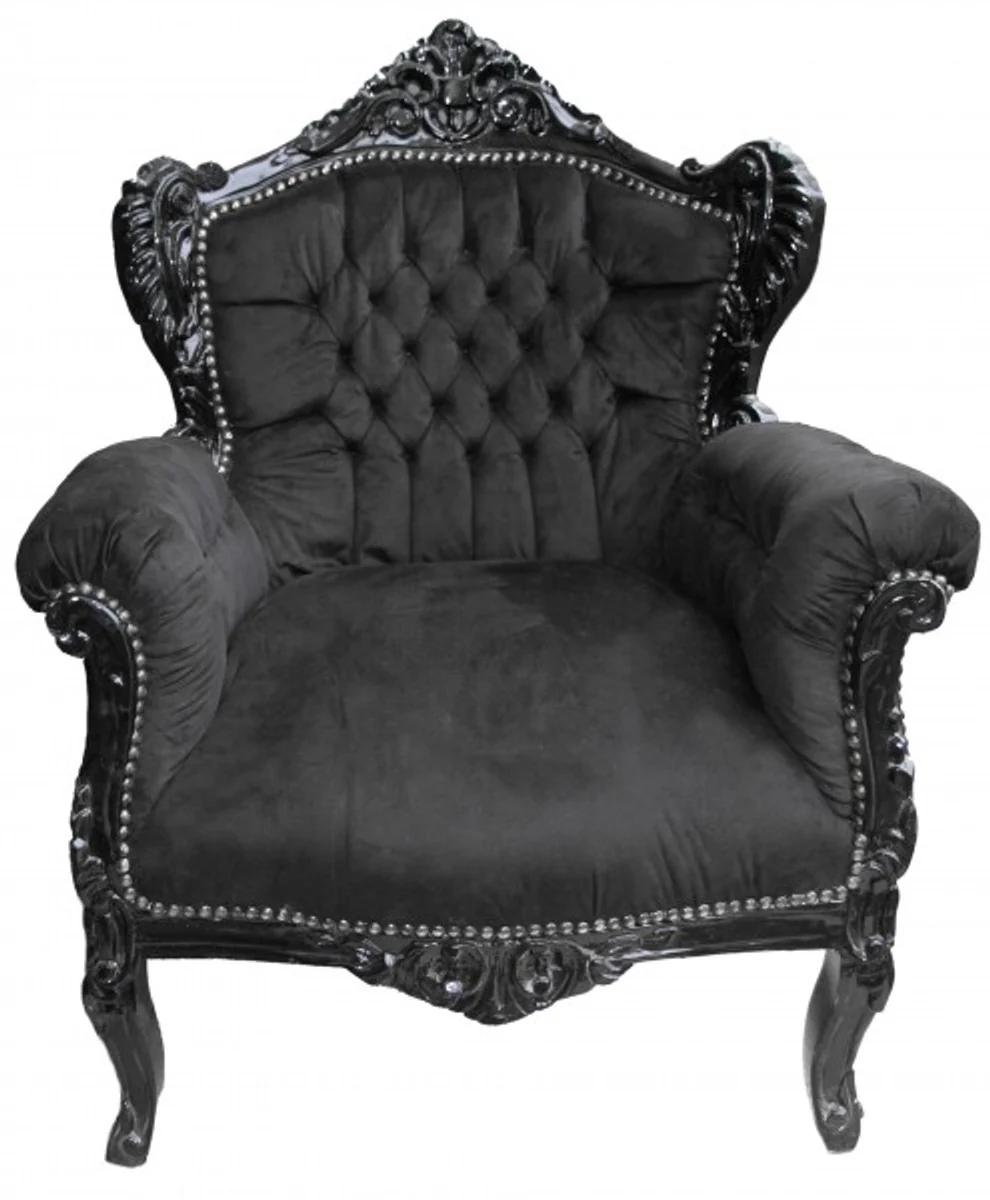 Barock Sessel Lord Schwarz/Schwarz - Antik Stil