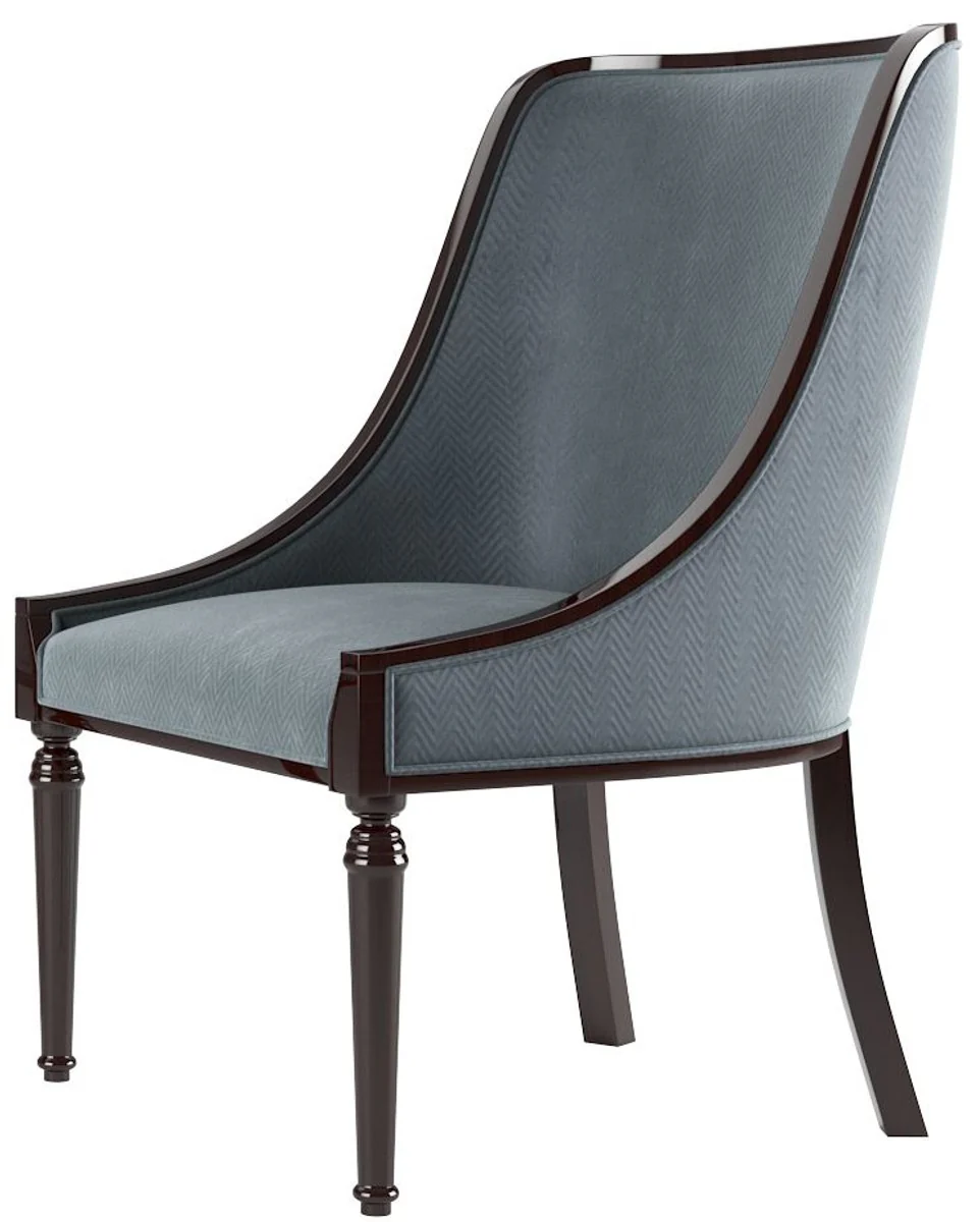 Luxury Baroque Dining Room Chair Set Gray / Dark Brown High Gloss 50 x 50 x H. 92 cm - Elegant Kitchen Chairs Set of 6 - Baroque Dining Room Furniture