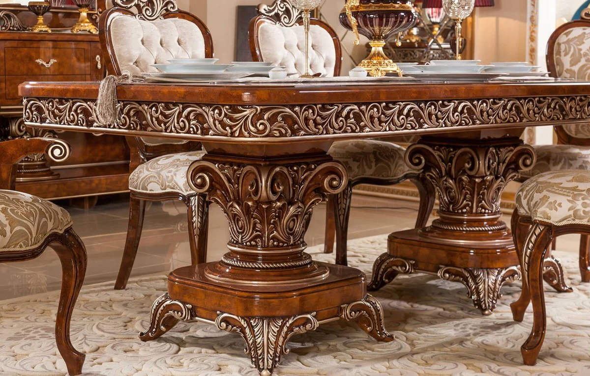 Luxury Baroque dining table brown / bronze - Magnificent solid wood dining room table in Baroque style - Baroque dining room furniture - Luxury dining room furniture in Baroque style - Noble & magnificent