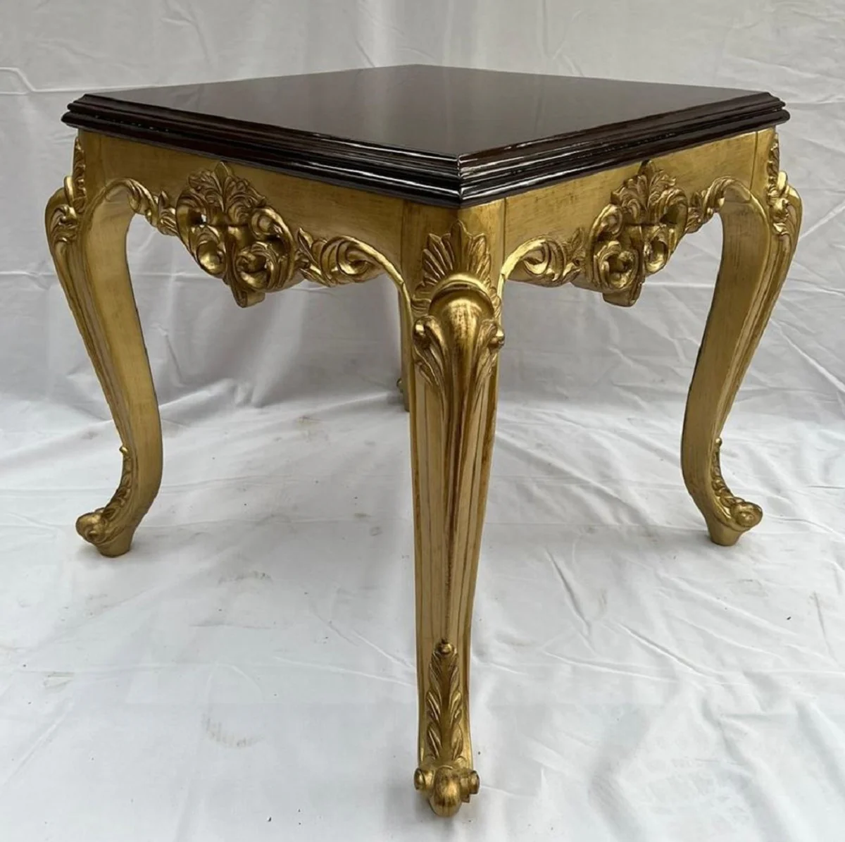 Luxury Baroque Solid Wood Side Table Gold / Brown - Square Table in Baroque Style - Baroque Furniture - Noble & Magnificent