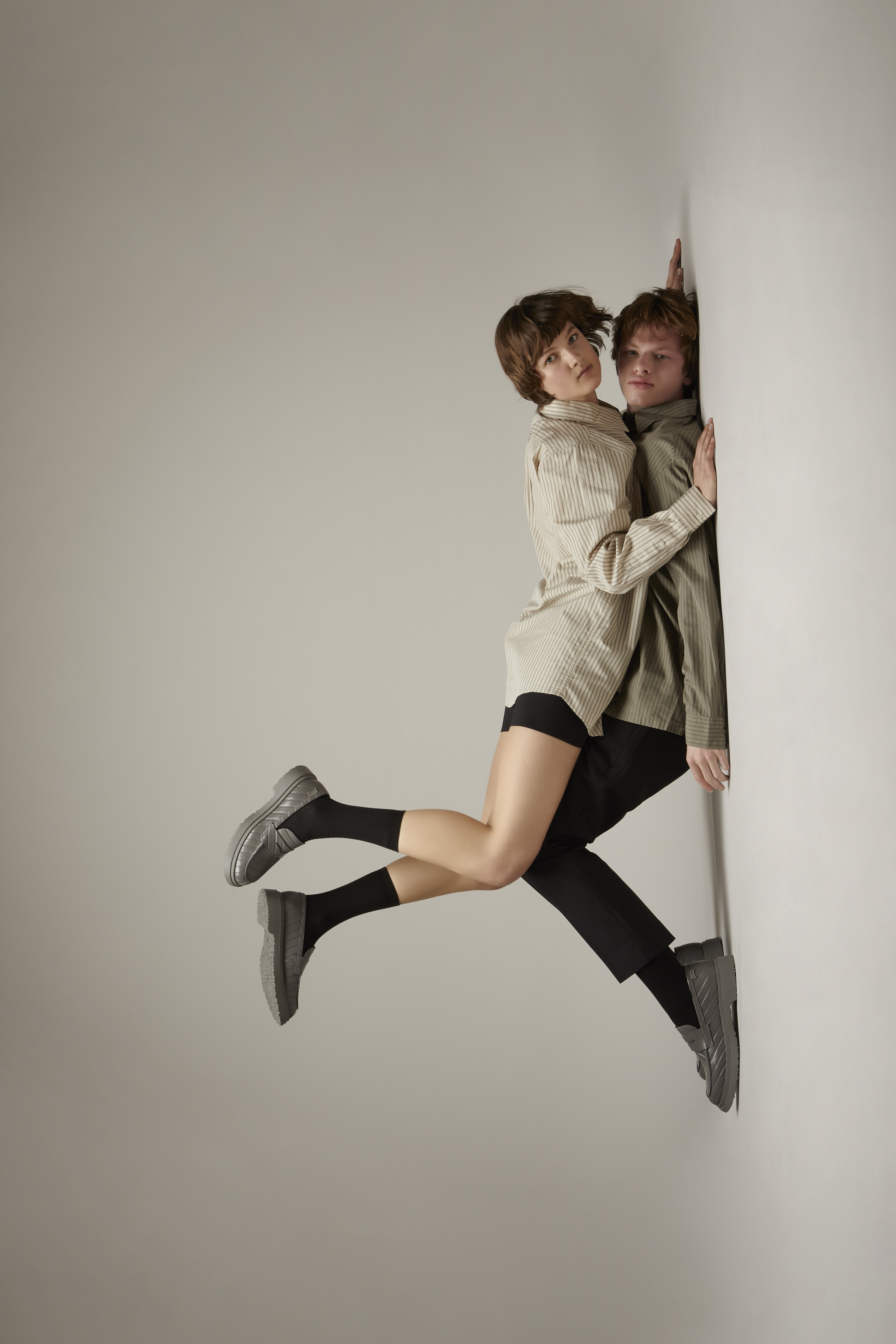 Twins - Graue Leder-Loafer für Frauen