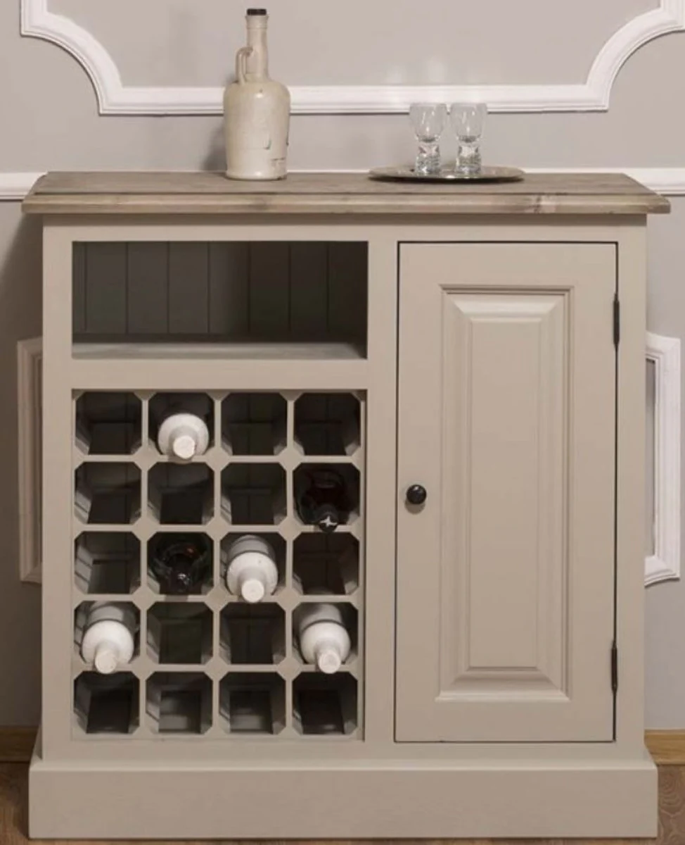 Country house style wine cabinet with door beige / natural color 90 x 41 x H. 90 cm - country house style furniture