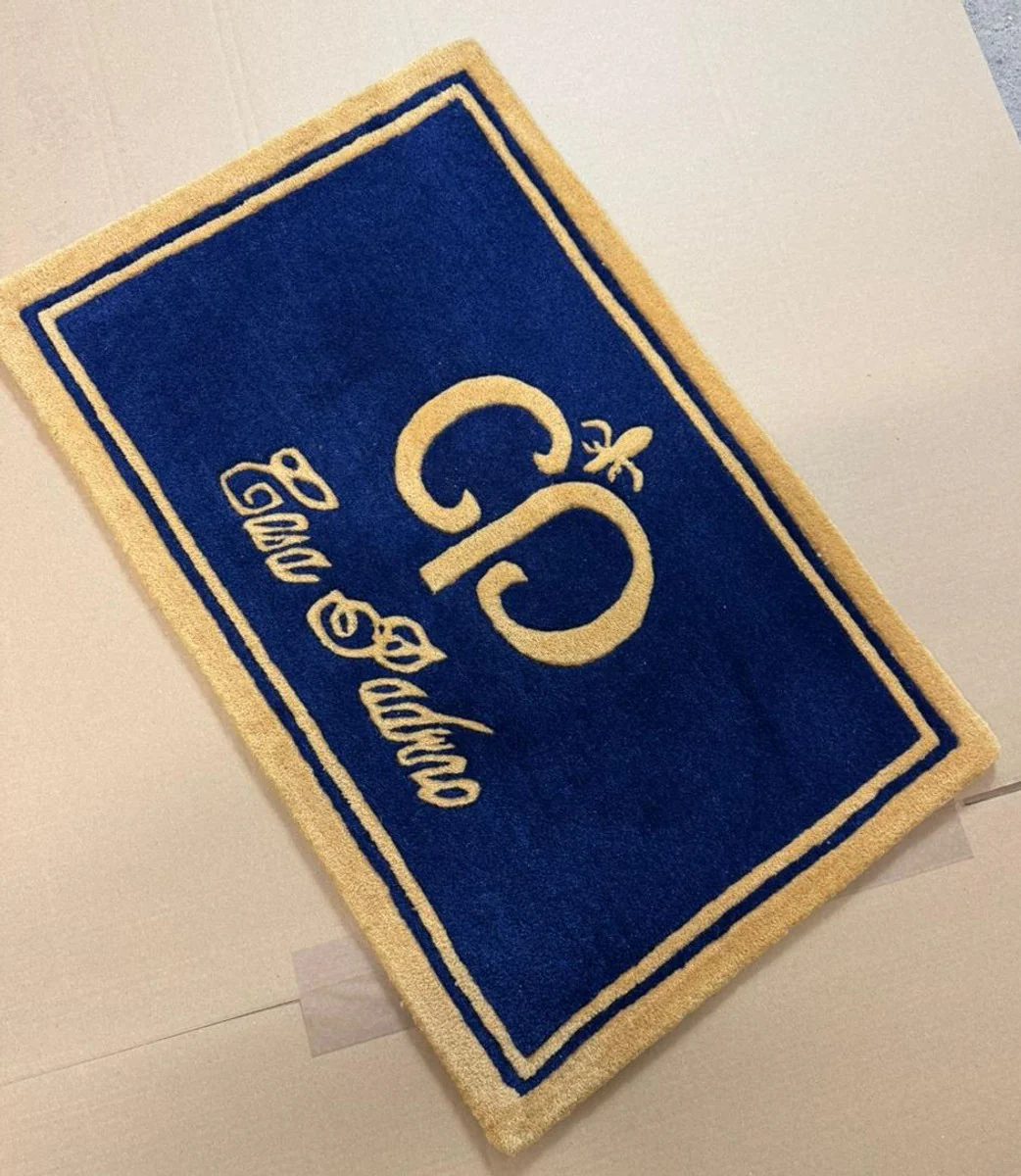 Designer Fußmatte Blau / Gold 80 x 50 cm - Deko Accessoires