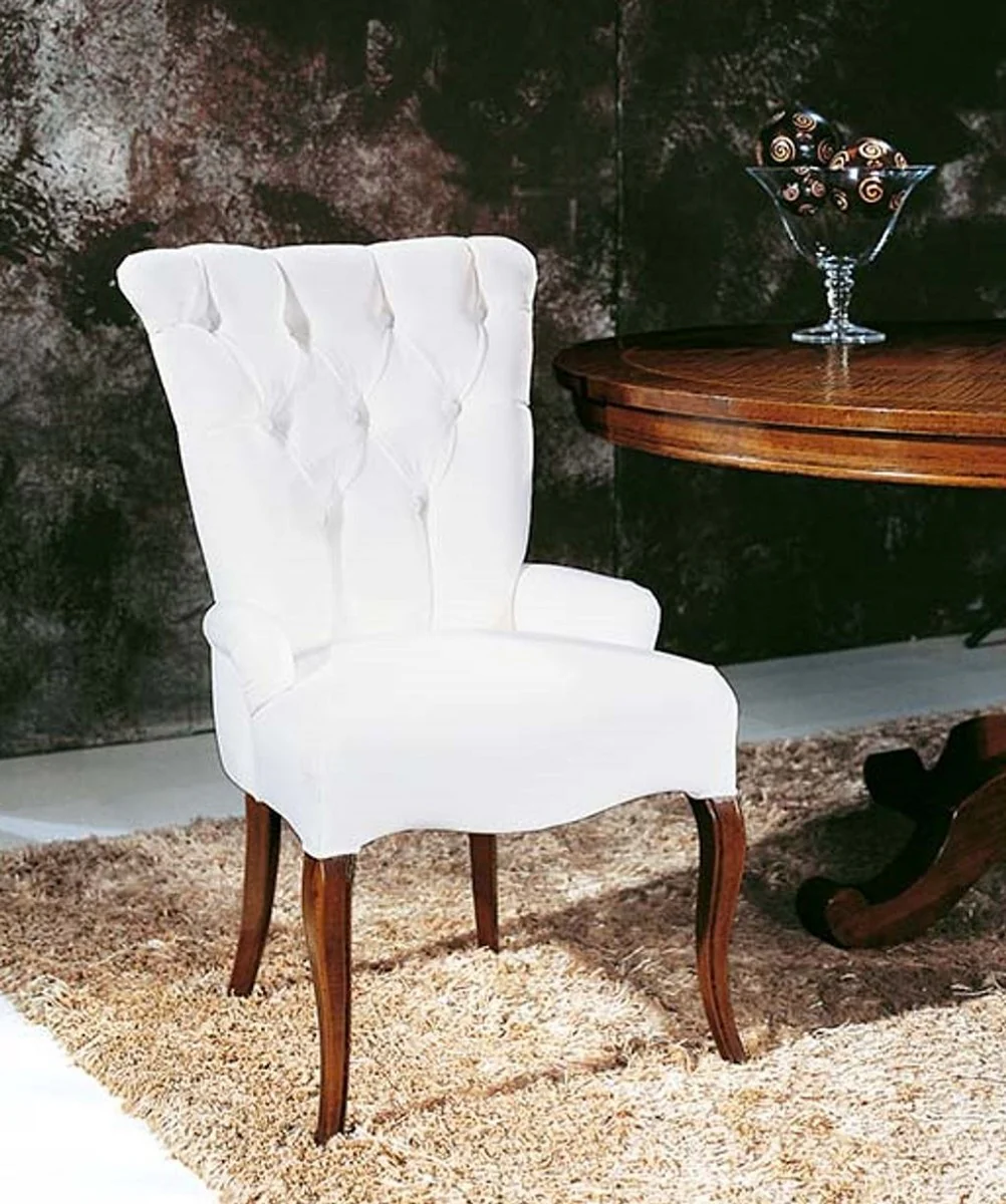 Luxury Baroque Dining Room Chair with Armrests White / Dark Brown - Handmade Baroque Style Chair - Baroque Dining Room Furniture - Luxury Quality - Made in Italy