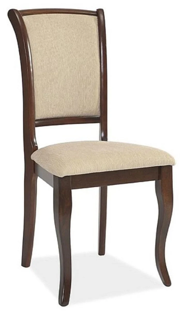 Art Nouveau dining room chair cream / dark brown 44 x 44 x H. 96 cm - Elegant solid wood kitchen chair - Baroque & Art Nouveau dining room furniture