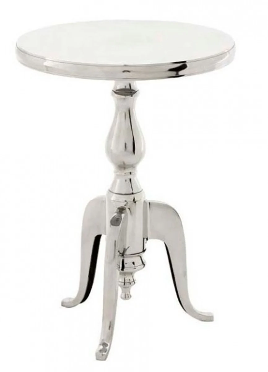 Designer luxury side table Silver height: 55 cm, diameter 40 cm - stainless steel stool - nickel finish