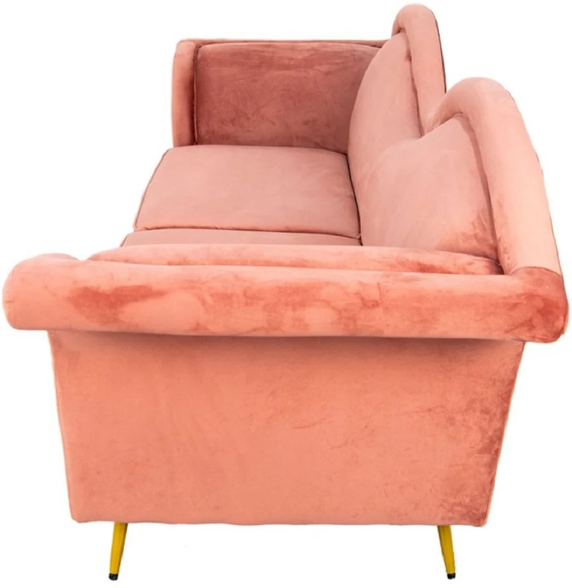 Luxury designer 3-seater sofa pink / gold 215 x 73 x H. 85 cm - living room sofa - living room furniture - luxury furniture - designer furniture - living room furnishings - luxury furnishings