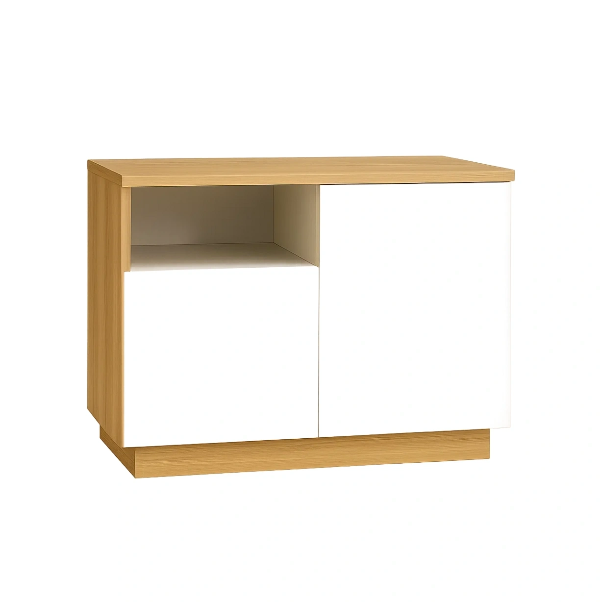 Küchenwagen mit 2 Türen und Ablage, Naturholz und Weiß, 80x40x60 cm - afVhjklyDInj