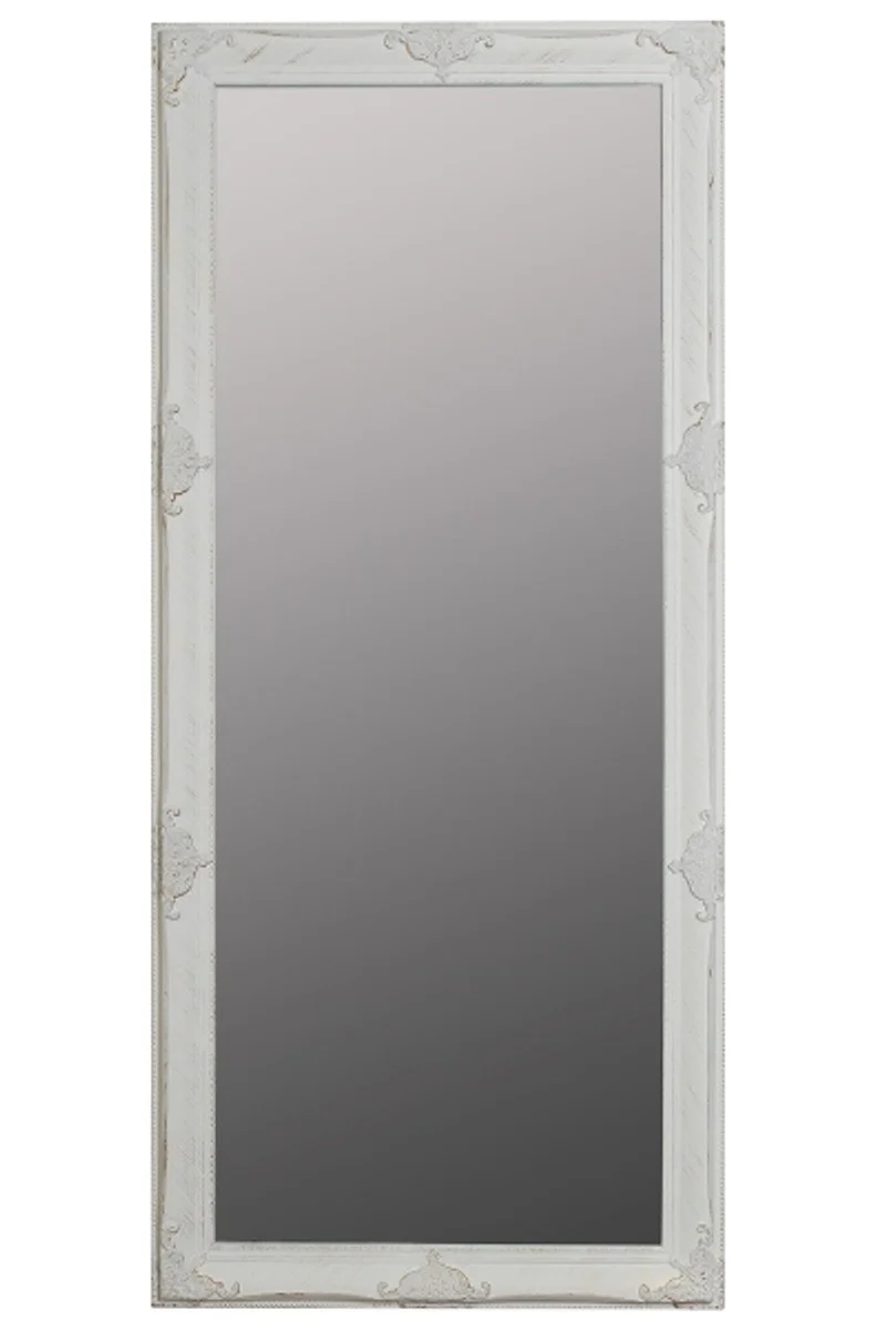 Barock Spiegel Weiss mit wunderschönen antik Verzierungen H. 162 cm - Handgefertigt